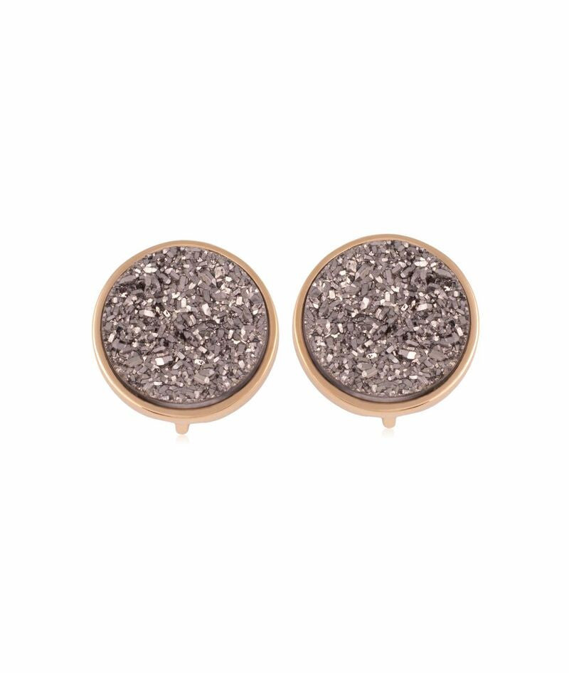 PLATINUM DRUSE -  GOLD-PLATED ROUND EARRINGS