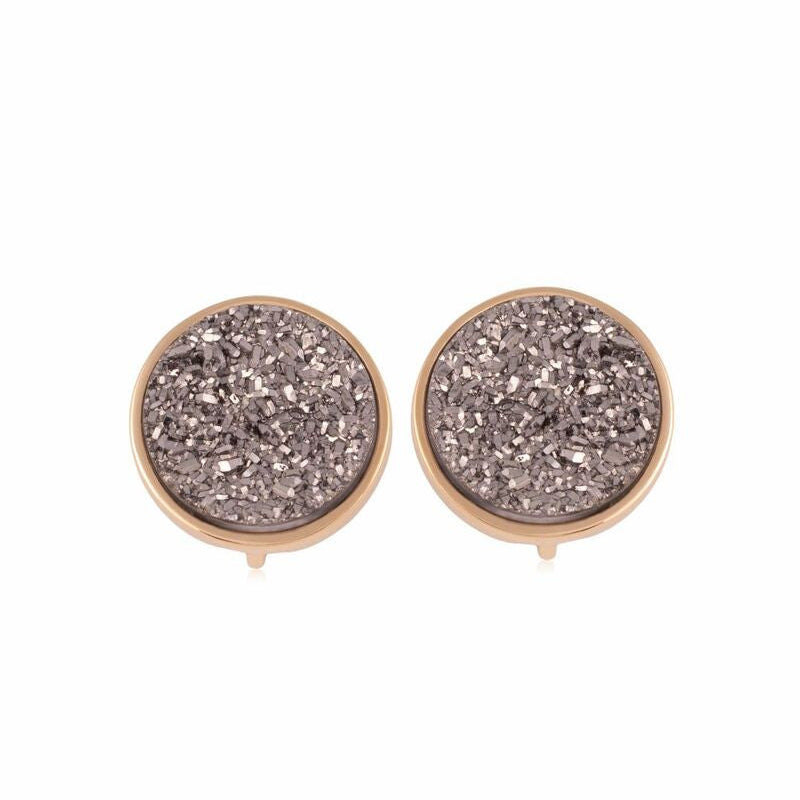 PLATINUM DRUSE -  GOLD-PLATED ROUND EARRINGS