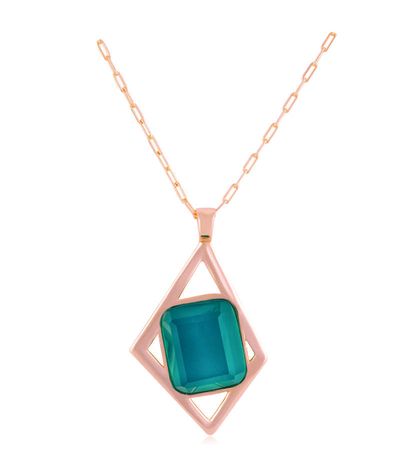 NECKLACE - GOLD PLATED - IT'S CYAN STONE