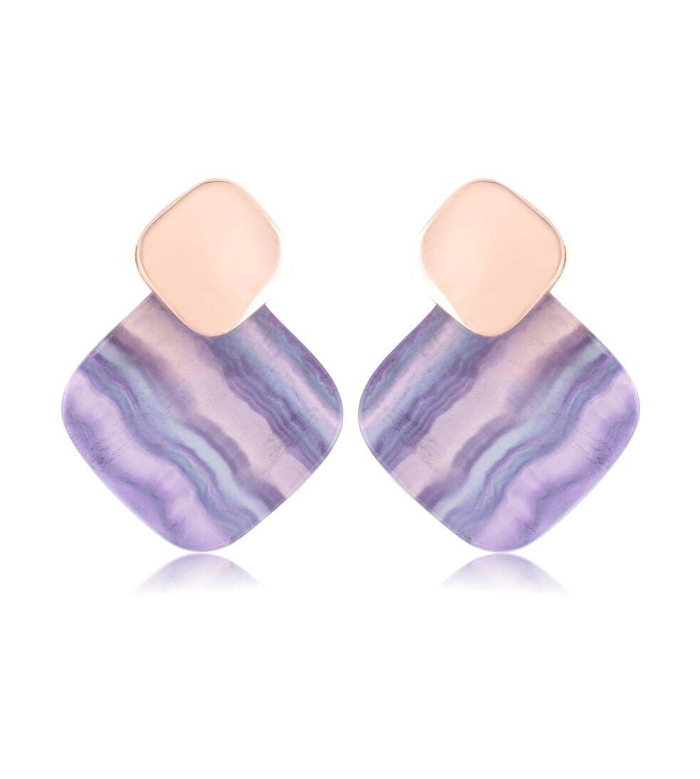 ATLANTIC AZURE FLUORITE EARRING - GOLD PLATED