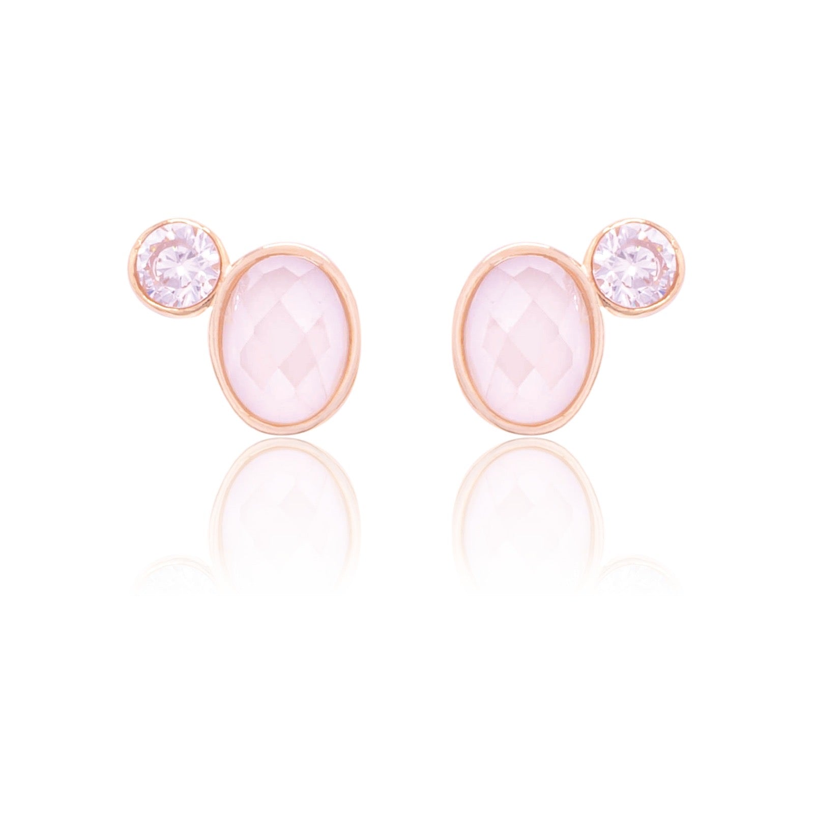 PEARLESCENT ARAGONITE QUARTZ AND ZIRCONIA - EARRING