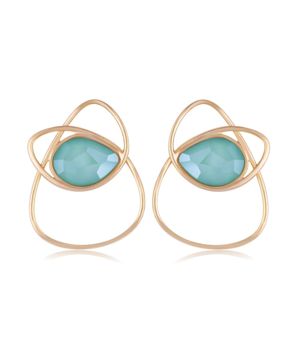 AQUAMARINE QUARTZ EARRINGS - GOLD-PLATED