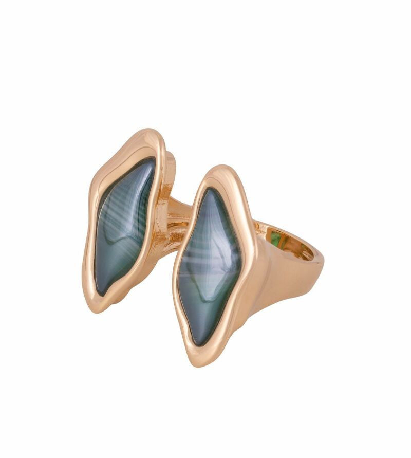 UPPER EAST LUX RING - STRIPED GREEN AGATE