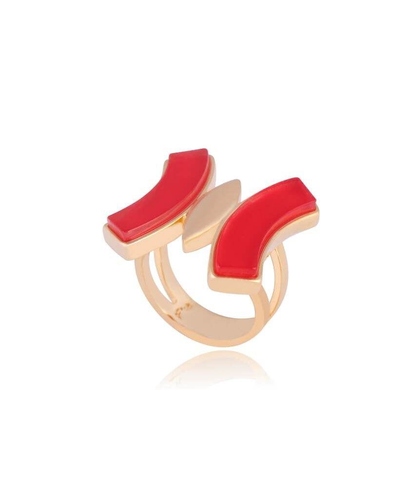 RING - GOLD PLATED - RED QUARTZ STONE