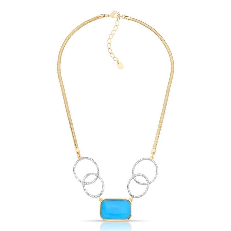 TURQUOISE BLUE QUARTZ HUDSON WHISPER NECKLACE  | GOLD PLATED | NYFW | BRAINSTORM JEWELRY