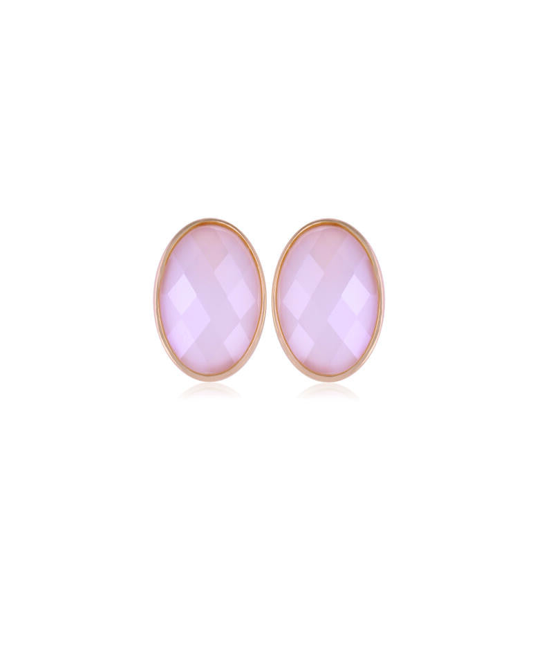 PINK QUARTZ LIGHT POINT EARRING - GOLD PLATED