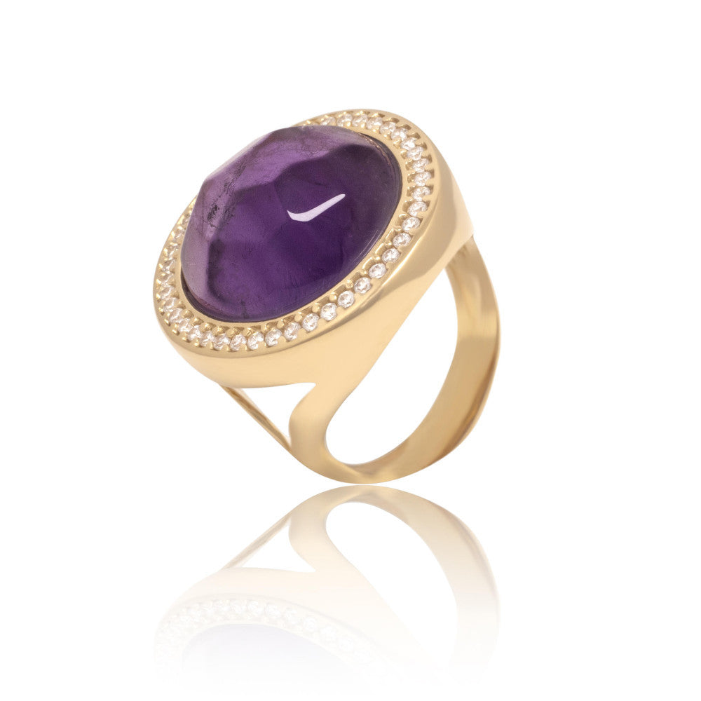 RING - GOLD PLATED - AMETHYST