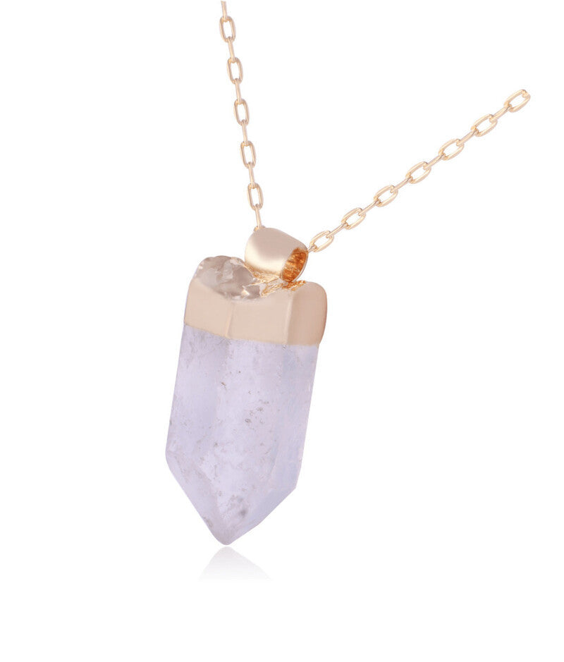 NECKLACE - GOLD PLATED - ROUGH CRYSTAL STONE