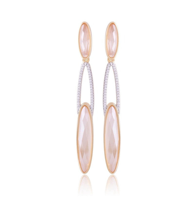 EARRING- PEARLIZED MILKY QUARTZ