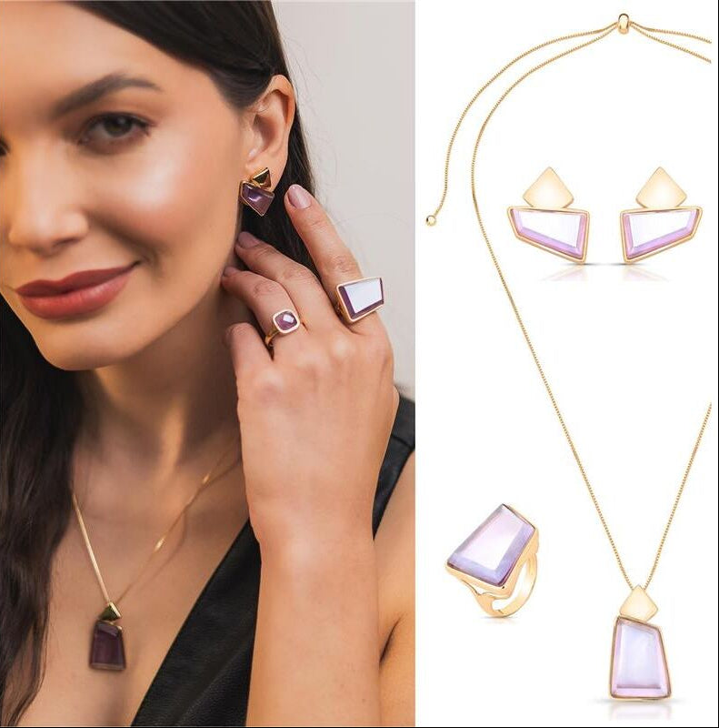 AMETHYST LAVENDER NECKLACE | GOLD PLATED | OPULENCE | BRAINSTORM JEWELRY