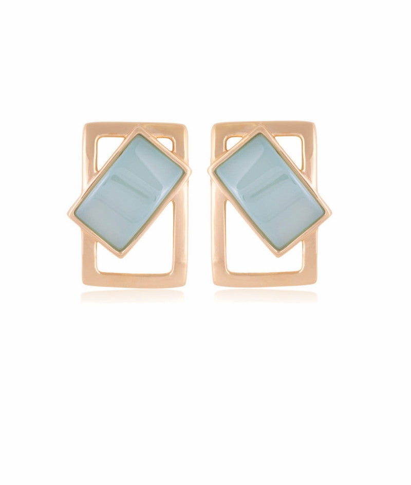 AGATE SKY BLUE PER - EARRING - GOLD PLATED