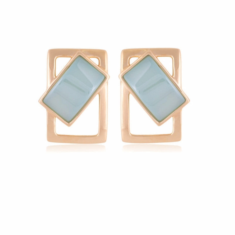 SKY BLUE AGATE - EARRING - GOLD PLATED