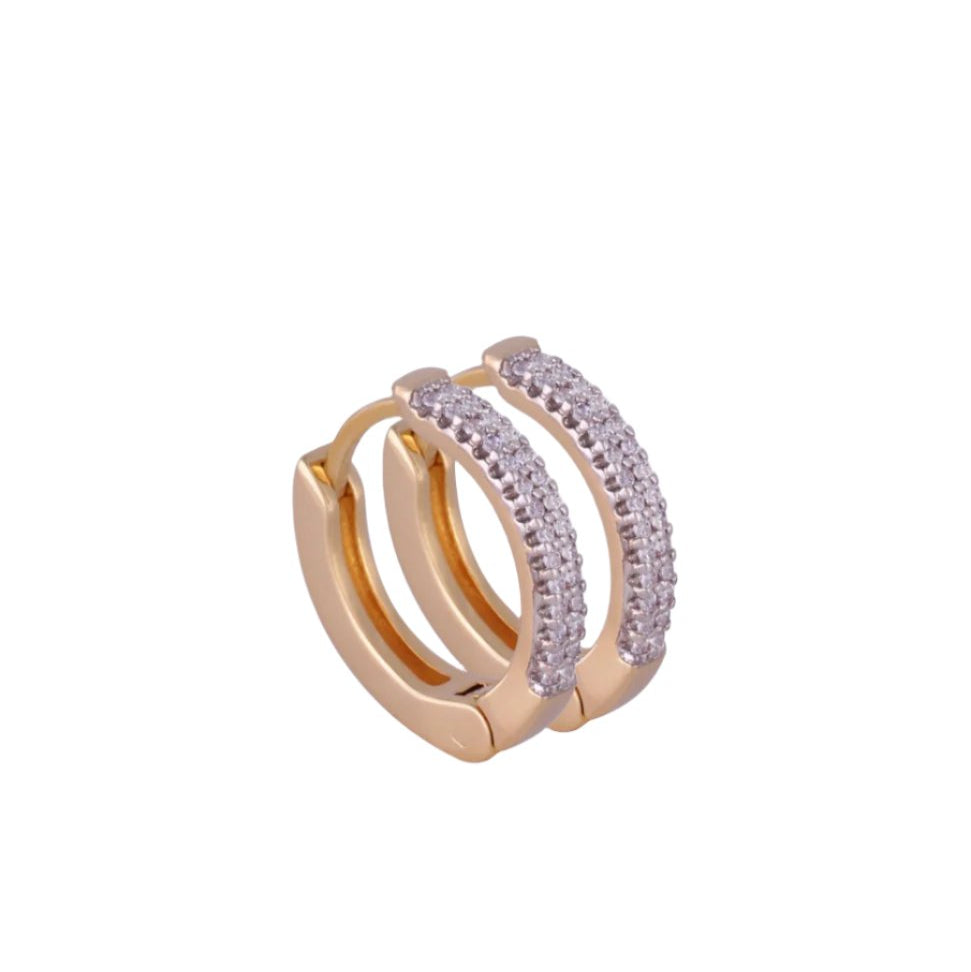 LARGE ZIRCONIA OVAL - GOLD-PLATED EARRINGS