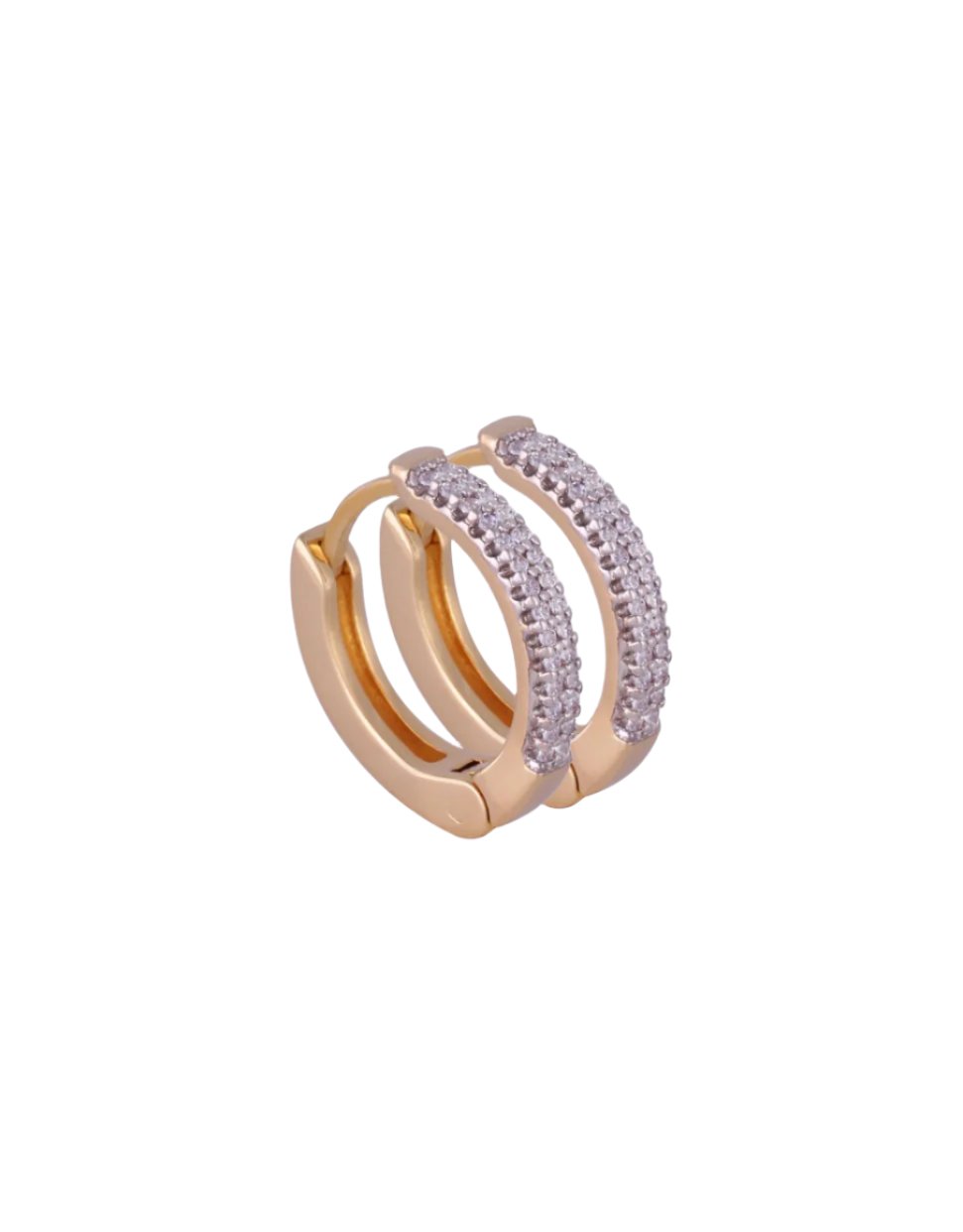 WHITE GOLD/RHODIUM AND LARGE ZIRCONIA OVAL - GOLD-PLATED EARRING