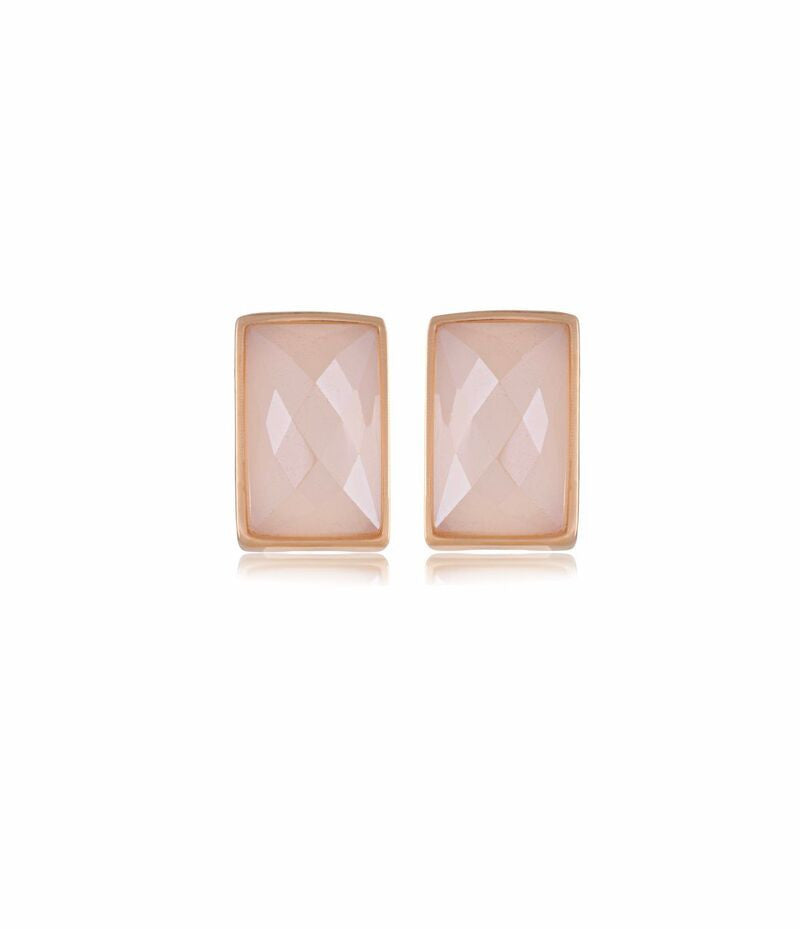 MILKY QUARTZ EARRING - GOLD PLATED - PERSONALIZED SQUARE SHAPE